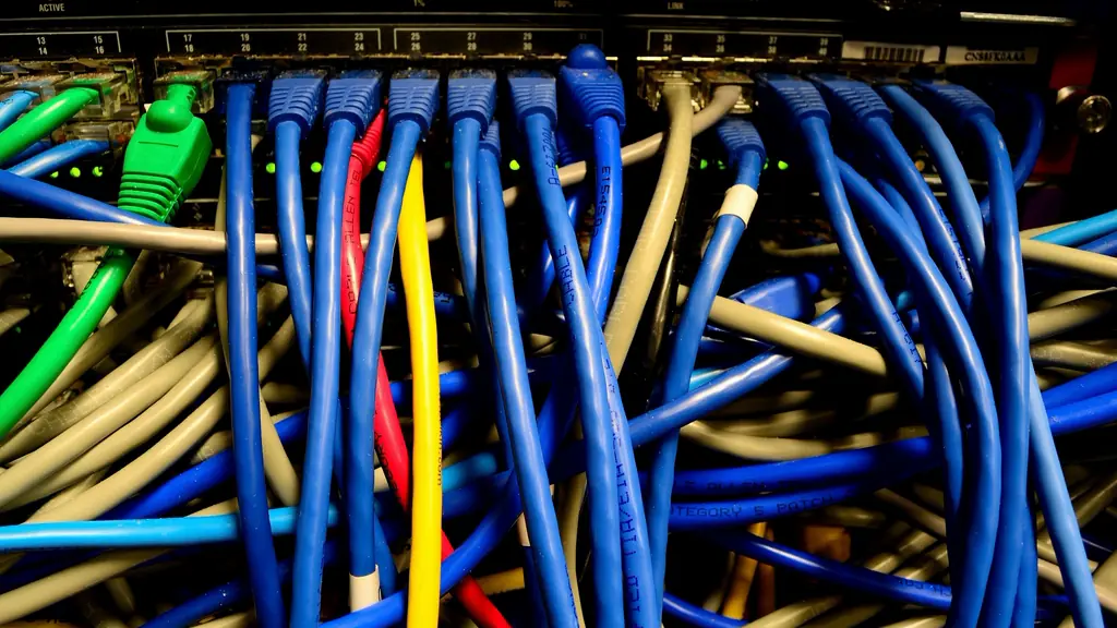 Bundles of network cables in a server rack