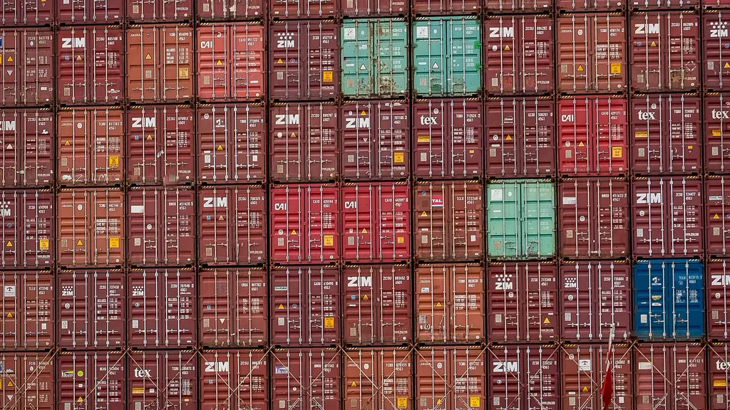Wall of stacked shipping containers