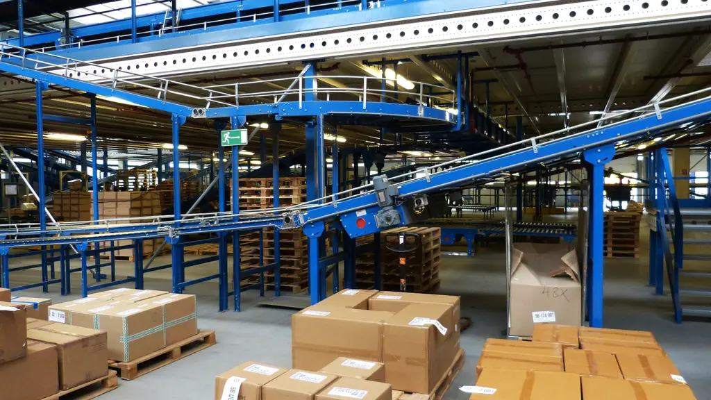 Parcels on a conveyor in a distribution centre