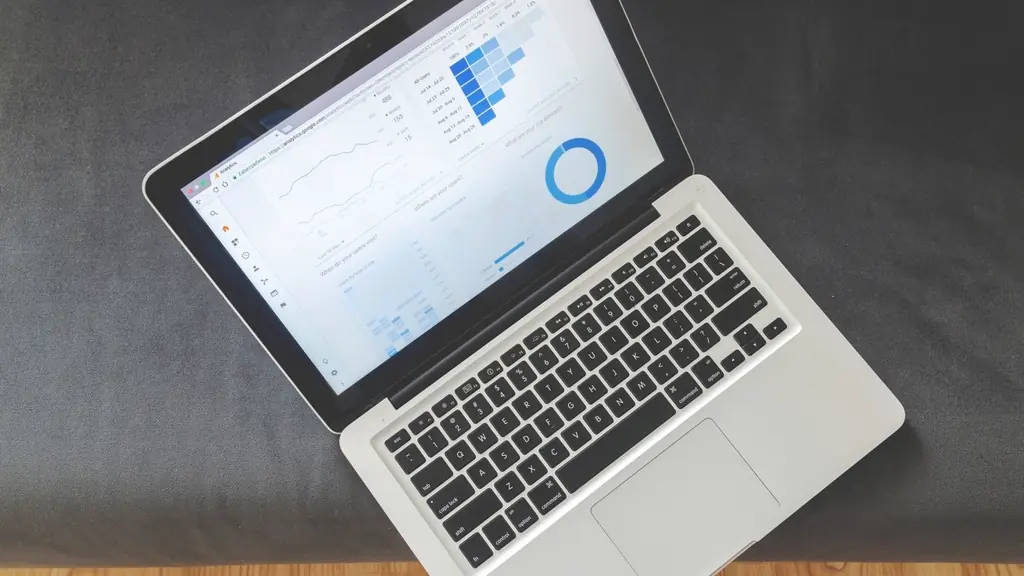 Laptop showing analytics charts on a desk