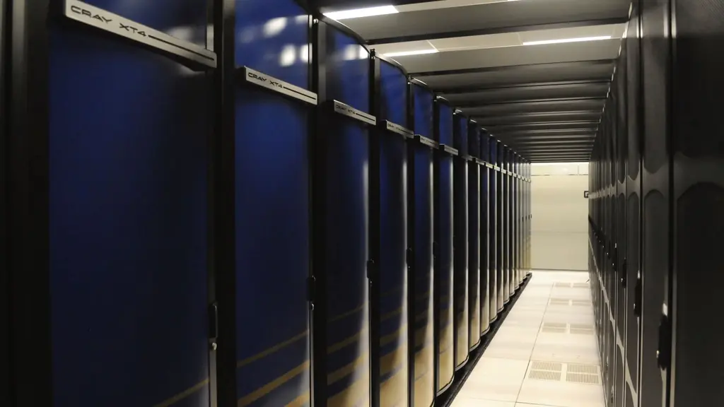 Aisle of server racks in a data centre